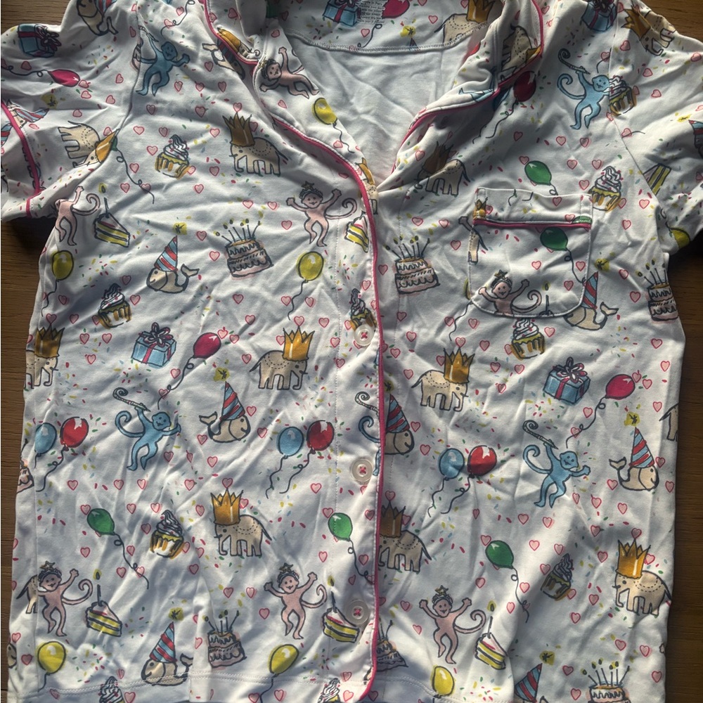 Roller Rabbit White and Pink Party Print Pajama Set - Picture 2 of 4